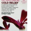 Higher Nature Pelargonium Cold Relief (Used to relieve colds) 21 Tabs sore throat, cough & blocked or runny nose) 